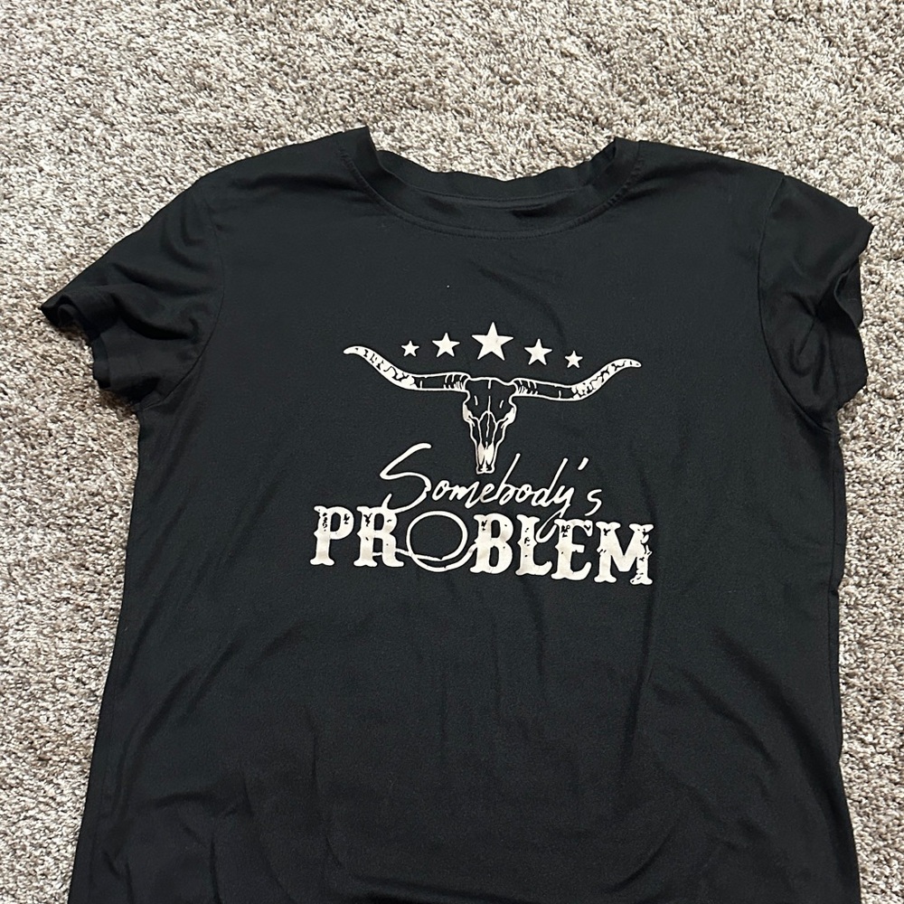 SHEIN Black Graphic Tee with Western Design